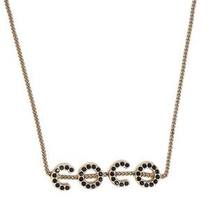 Chanel Chain Pendant Necklace Rhinestone Gold 01A 132322